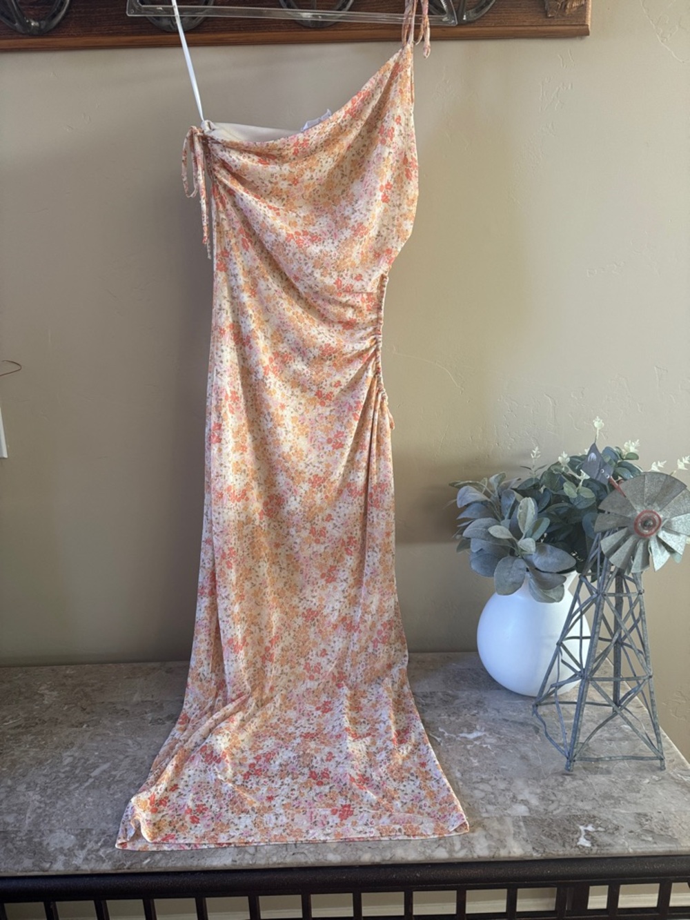 Sage The Label  Floral Maxi Dress in Peach, Yellow, Cream